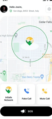 Insafe — Personal safety app screen by Emerson Technology