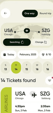 Wanderly — Flights app screen by Emerson Technology